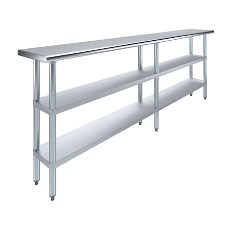 Amgood 14 in. x 96 in. Stainless Steel Table With Two Undershelves AMG WT-1496-2SH